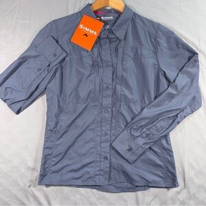 Simms Shirt Womens Small Blue Nightshade Attractor LS Long Sleeve Guide Fishing